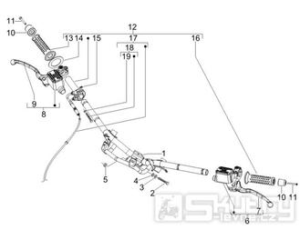 3.06 Řidítka, gripy, brzdové páčky - Gilera Runner 50 SP 2010-2012 (ZAPC46100, ZAPC46300, ZAPC4610001)