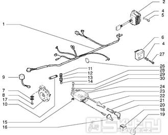 T38 Elektroinstalace, regulátor napětí, zapalovací cívka, klakson - Gilera H@K Enduro 50ccm Morini do 2005 (VTBC08000...)