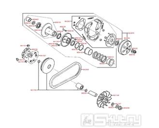 E05 Variátor a zadní řemenice - Kymco Like 200i