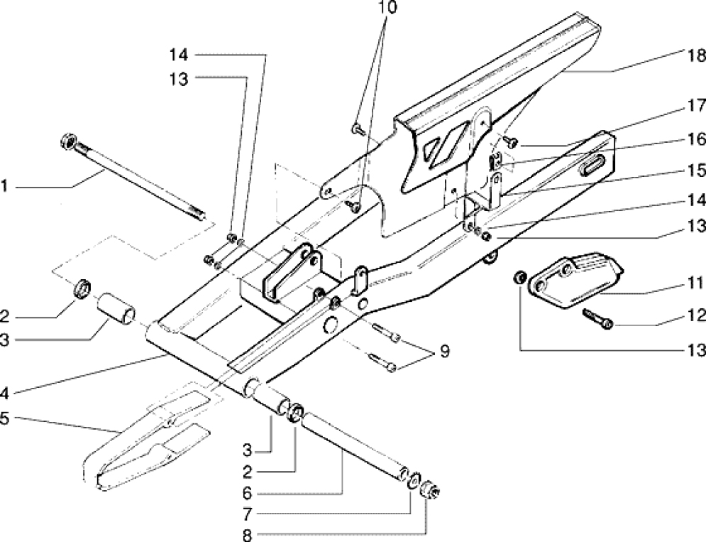 T18 Zadní vidlice - Gilera RK 50 (VTBC 08000 0001001)