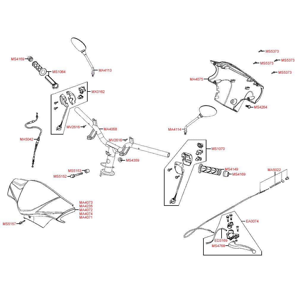 F03 Gripy / zrcátka / řídítka / kapotáž řídítek - Kymco Agility 125