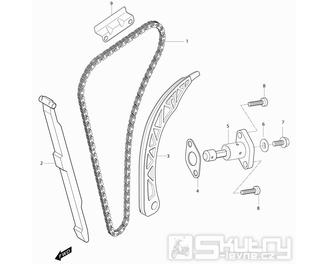 09 Rozvodový řetěz a vodící lišty - Hyosung MS3 125i