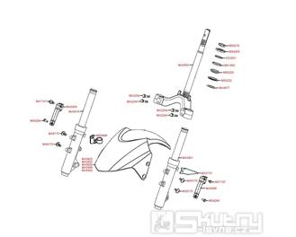 F06 Přední tlumiče / Sloupek řízení / Přední blatník - Kymco Yager GT125 E3 [SH25EA]