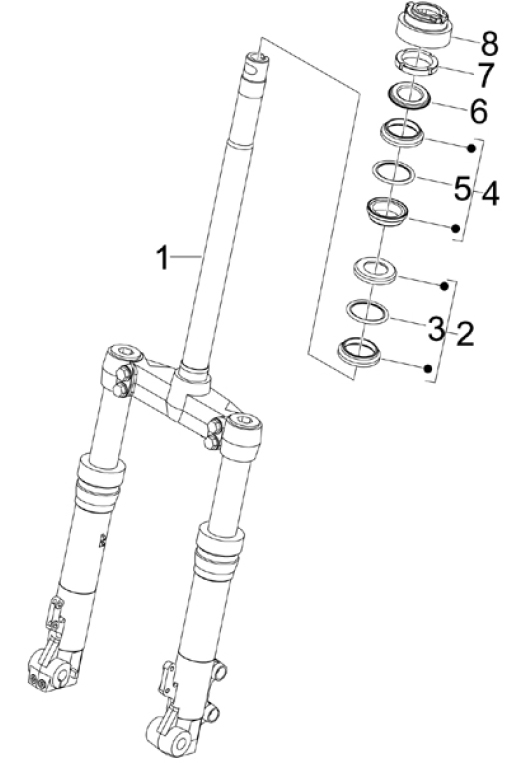 4.02 Přední kyvná vidlice, ložiska řízení - Gilera Runner 125 VX 4T 2005-2006 UK (ZAPM46100)