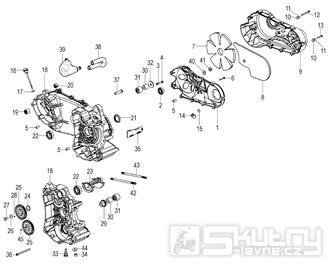 Karter motoru a víko variátoru - Malaguti Madison K 400 Restyling