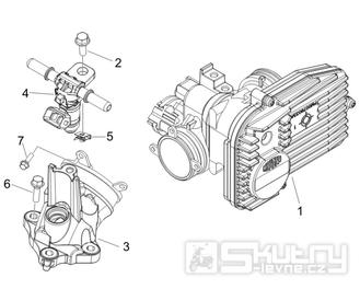 1.36 Škrtící klapka, vstřikovač -  Gilera Fuoco 500ccm E3 2007-2013 (ZAPM61100...)