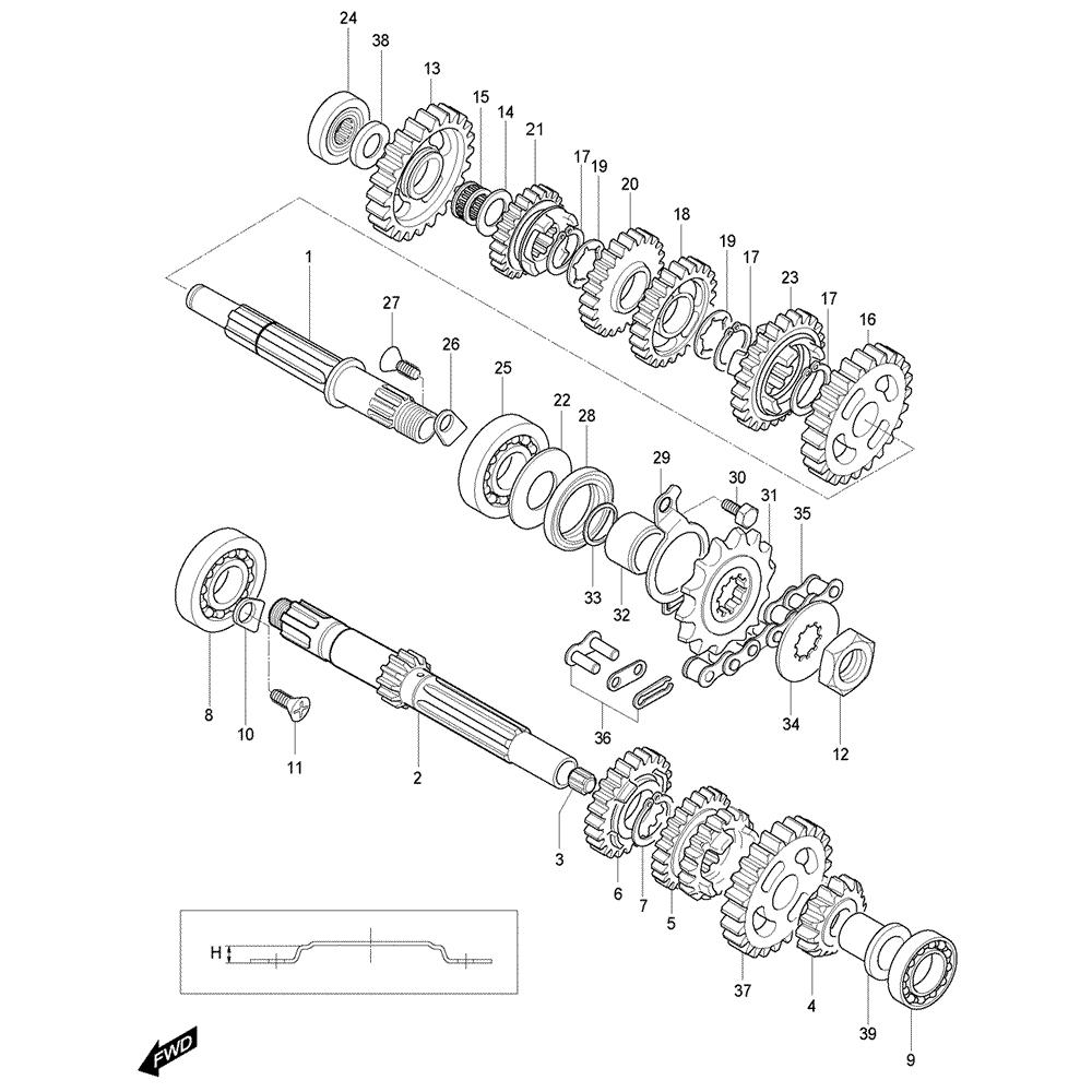 FIG15 Převodovka - Hyosung GV 125M C Aquila