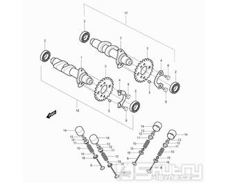 08v Vačková hřídel / Ventily přední - Hyosung GV 250 Aquila