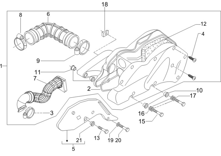 1.45 Vzduchový filtr - Gilera Runner 125 VX 4T 2005-2006 UK (ZAPM46100)