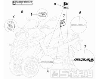 2.38 Samolepky - Gilera Fuoco 500ccm 4T-4V ie E3 LT od 2013 (ZAPM83100...)