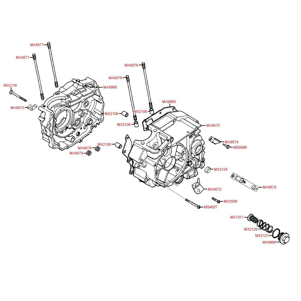 E07 Skříň klikové hřídele - Kymco PULSAR 125 M