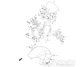 FIG36 Přední blatník / Držák světla - Hyosung GT 250i NE (Naked)