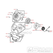 F07 Alternátor, ventilátor chlazení a kryt válce pro Kymco Super 8 125 [LC2U82000] (KL25CA) KC125T-B