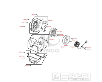 F07 Alternátor, ventilátor chlazení a kryt válce pro Kymco Super 8 125 [LC2U82000] (KL25CA) KC125T-B