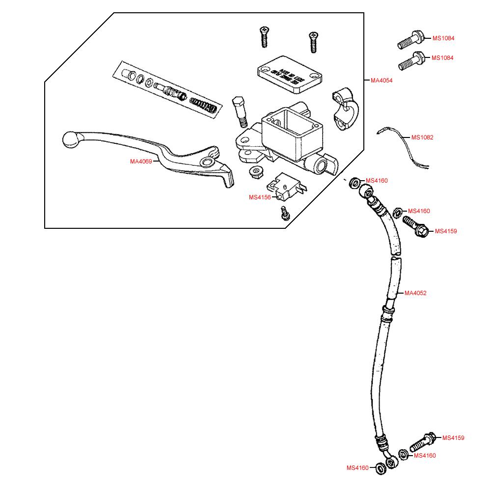F04 Brzdové páčky / brzdový válec / hadice - Kymco Agility 50 One 4T / Agility 50 MMC 4T