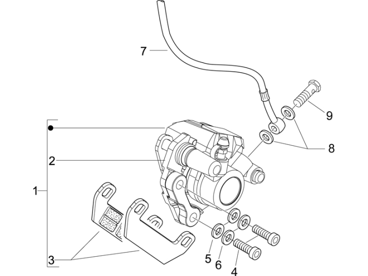 5.01 Brzdový třmen, destičky - Gilera Storm 50 2007 (UK - ZAPC29000)