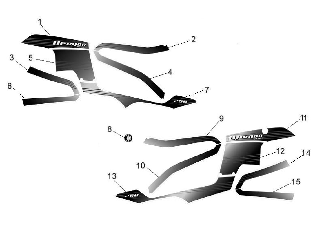 2.38 Samolepky, znaky, loga - Gilera Oregon 250 2007-2009 (RGEYN25D5)