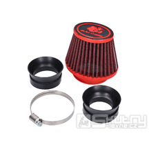 Vzduchový filtr Malossi Red Filter E18 Racing 42 / 50 / 60mm rovný červeno-černý pro karburátory Dellorto PHBH, Mikuni, Keihin
