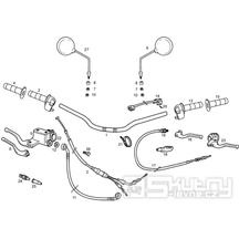 T18 Řidítka, gripy, brzdová a spojková páčka, zrcátka - Gilera RCR Enduro 50ccm EBS (1998 - 2005)