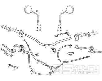 T18 Řidítka, gripy, brzdová a spojková páčka, zrcátka - Gilera RCR Enduro 50ccm EBS (1998 - 2005)