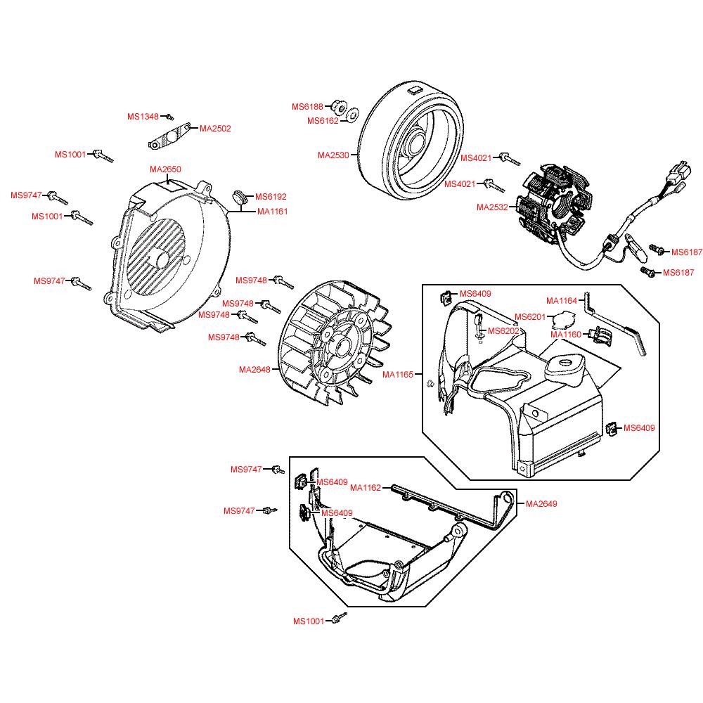 E07 Magneto dobíjení / ventilátor - Kymco People S 125