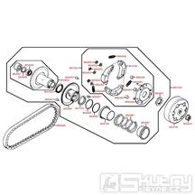 E07 Řemenice / spojka / řemen variátoru - Kymco Super 9 AC 50