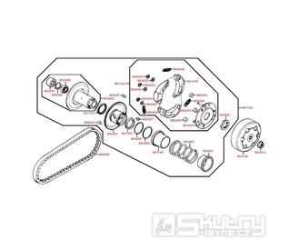 E07 Řemenice / spojka / řemen variátoru - Kymco Super 9 AC 50