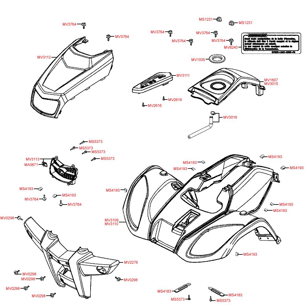 F05 Přední kapotáž - Kymco MXU 50