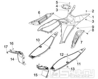 2.31 Středový plast, stupačky - Gilera Runner 50 SP 2010-2012 (ZAPC46100, ZAPC46300, ZAPC4610001)