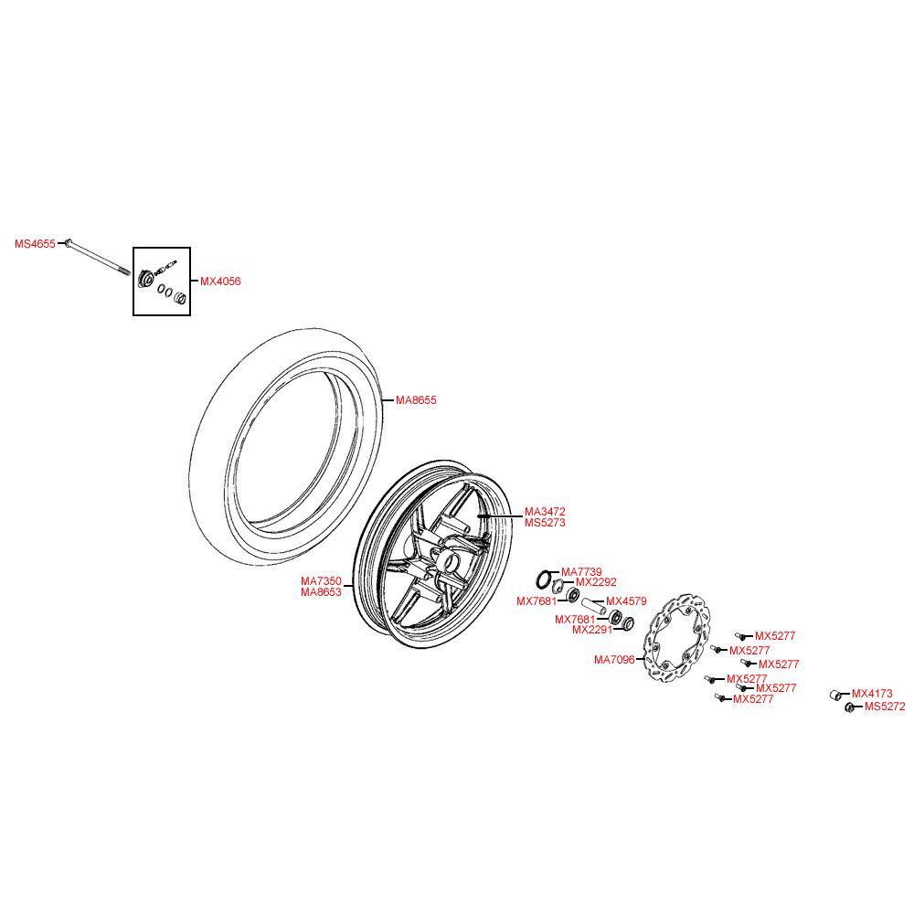 F07 Přední kolo / Přední brzda - Kymco Super 8 125 Big Tyre KL25SF