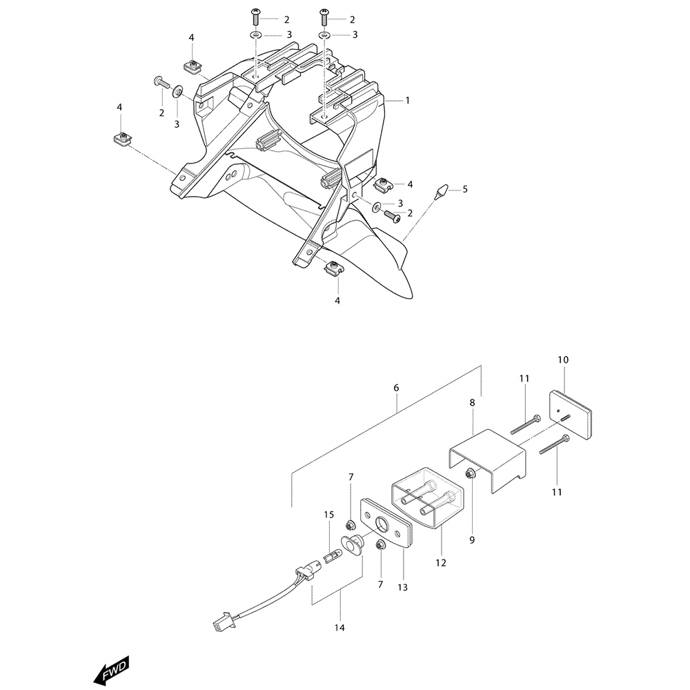 FIG45 Zadní blatník a osvětlení SPZ - Hyosung GT 250i NE
