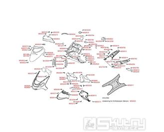 F05 Přední kapotáž a podlaha - Kymco Yager/Spacer 125 [12 kola] SH25BB