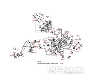 E09 Skříň klikové hřídele a olejové čerpadlo - Kymco Heroism 50 Calypso 50 KCZ SB10AC