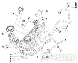 2.47 Palivová nádrž - Gilera Fuoco 500ccm 4T-4V ie E3 LT od 2013 (ZAPM83100...)