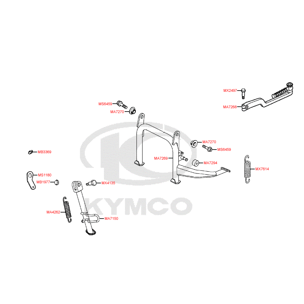 F15 Hlavní stojan, boční stojan a nakopávací páka pro Kymco Super 8 125 [LC2U82000] (KL25CA) KC125T-B