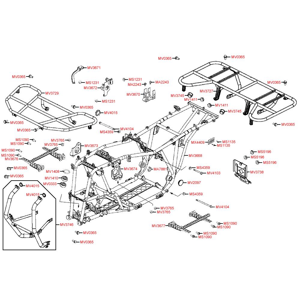 F20 Části rámu / nosič zavazadel - Kymco MXU 500 2WD