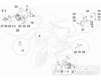 6.06 Regulátor napětí, zapalovací cívka a kabel - Gilera Nexus 500 4T LC 2009-2011 (ZAPM35200)