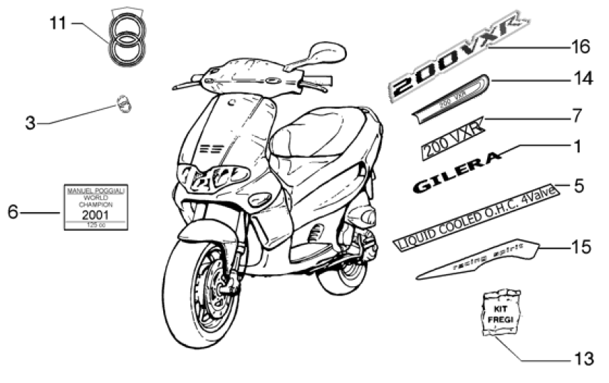 T27 Samolepky, loga - Gilera Runner VXR 200 4T (ZAPM24300...)