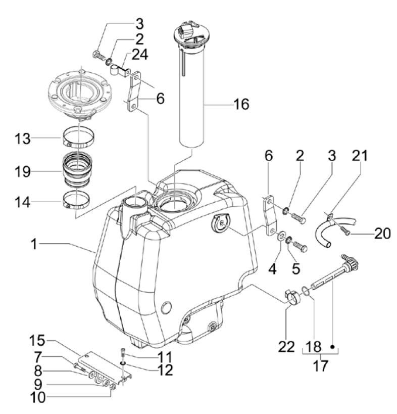 2.47 Palivová nádrž - Gilera Runner 125 ST 4T LC 2008-2012 (ZAPM46301)