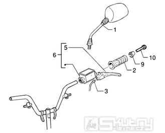 T39 Levá rukojeť, brzdová páčka, zrcátko - Gilera Runner VX 125 4T (ZAPM24100, ZAPM24000)