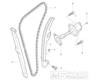 09 Rozvodový řetěz a vodící lišty - Hyosung GT 125 R E3