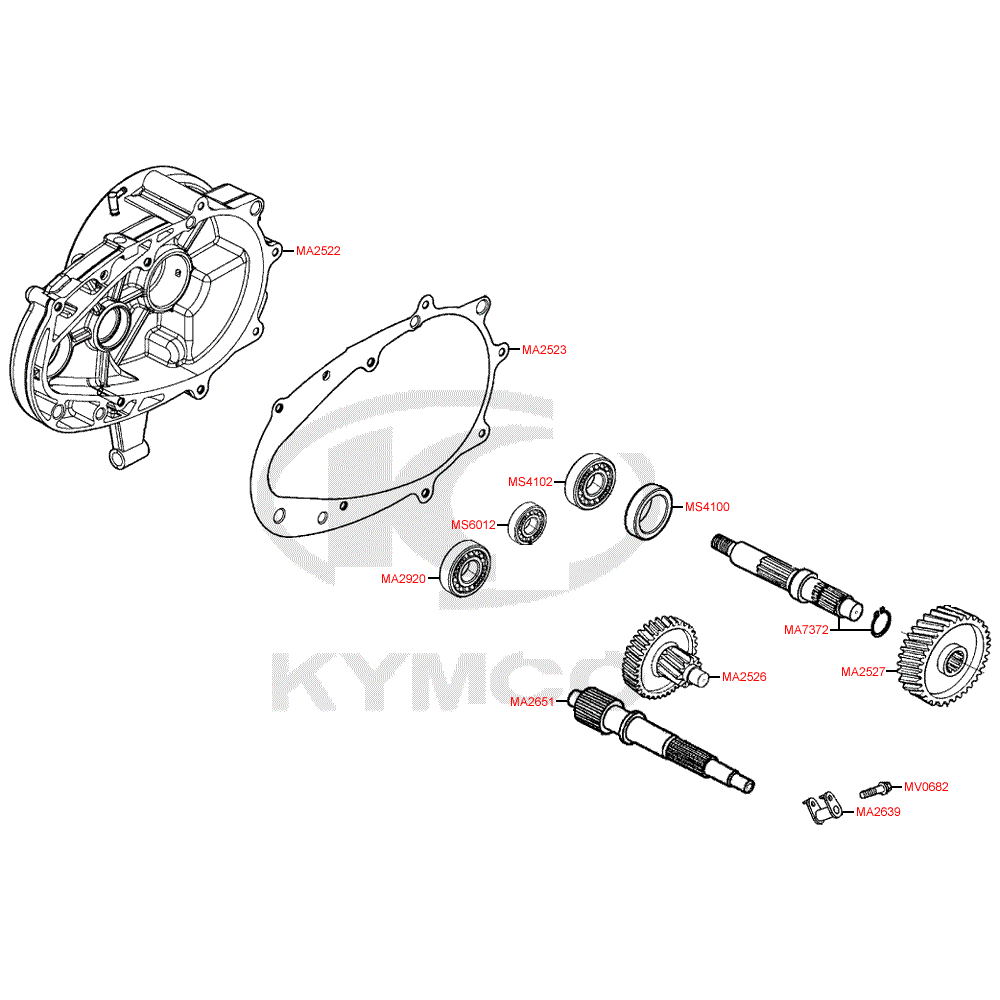 E08 Převodovka a kryt převodovky pro Kymco Super 8 125 [LC2U82000] (KL25CA) KC125T-B