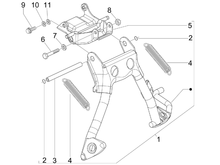 2.25 Hlavní stojan - Gilera Stalker 50 2T 2008-2011 (ZAPC40100, ZAPC40101)