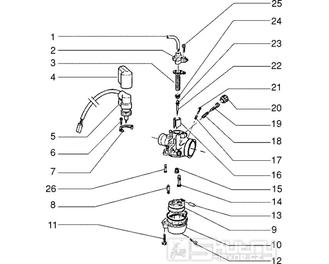 T15 Karburátor (jednotlivé díly) - Gilera Storm 50ccm 1998-2005 (TEC2T...)