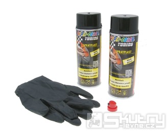 Sprej Sprayplast Dupli-Color v černém lesklém provedení 2x400ml s rukavicemi