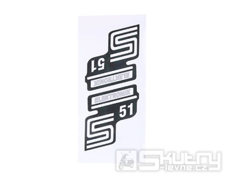 Nápis S51 Elektronik samolepicí fólie stříbrná 2 ks pro Simson S51 / S51 Enduro