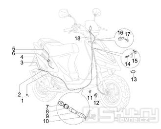 5.03 Brzdové lanko, rozdělovač, lanko plynu - Gilera Stalker 50 2T 2008-2011 (ZAPC40100, ZAPC40101)