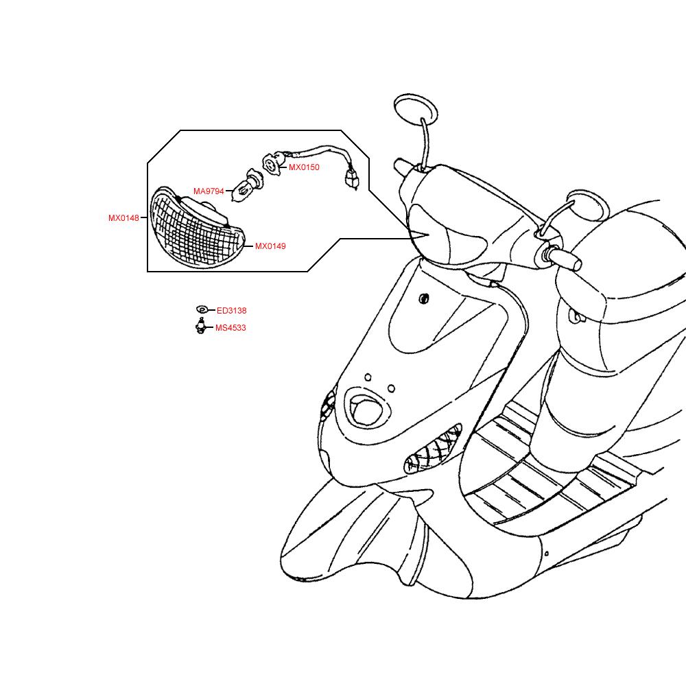 F01 Přední světlomet - Kymco Filly 50 4T