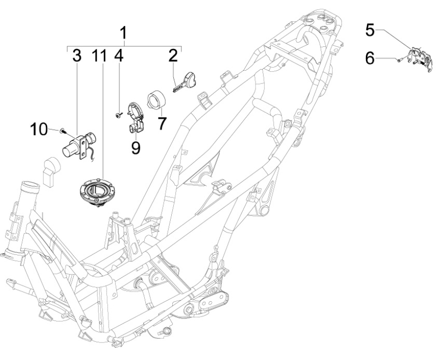 2.46 Zámky - Gilera Nexus 300ie 4T LC 2009-2011 (ZAPM35600)