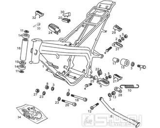 T13 Rám, ložiska řízení, stupačky - Gilera SMT SM 50 EBS do roku 2005 (ZAPG12A1A4H)
